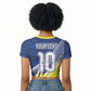 Curacao National Football Custom Raglan Cropped T shirt Abstract Sharp Wave Pattern Sporty Style with Map