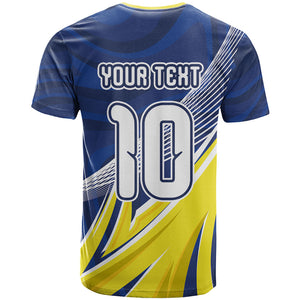 Curacao National Football Custom T shirt Abstract Sharp Wave Pattern Sporty Style with Map