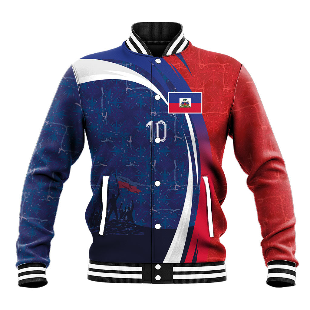 Haiti Football Custom Baseball Jacket Abstract Graphic Style Patriotic