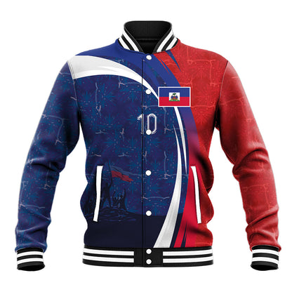 Haiti Football Custom Baseball Jacket Abstract Graphic Style Patriotic