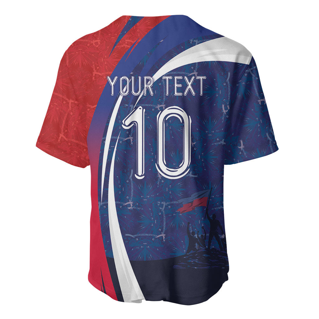 Haiti Football Custom Baseball Jersey Abstract Graphic Style Patriotic