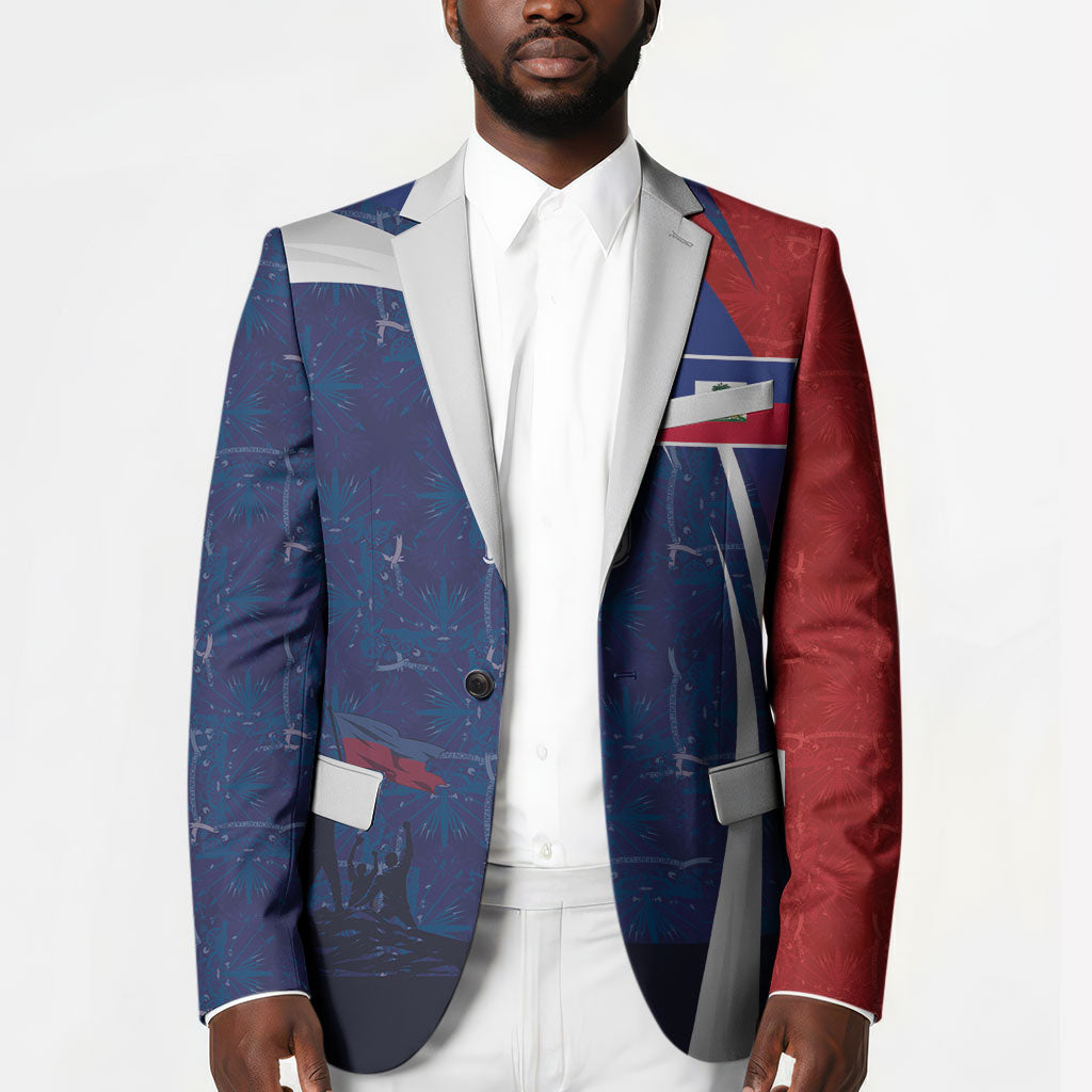 Haiti Football Custom Blazer Abstract Graphic Style Patriotic