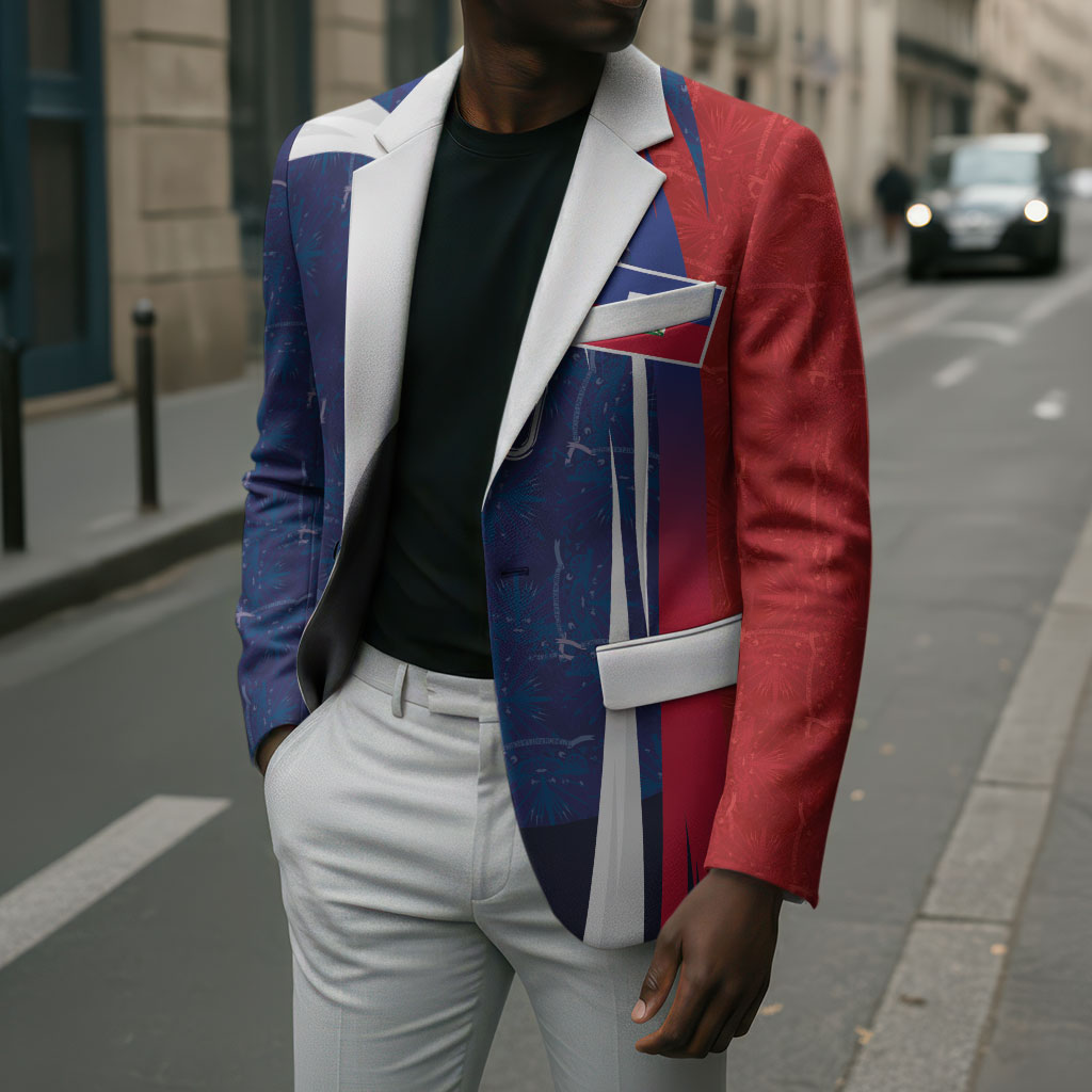 Haiti Football Custom Blazer Abstract Graphic Style Patriotic