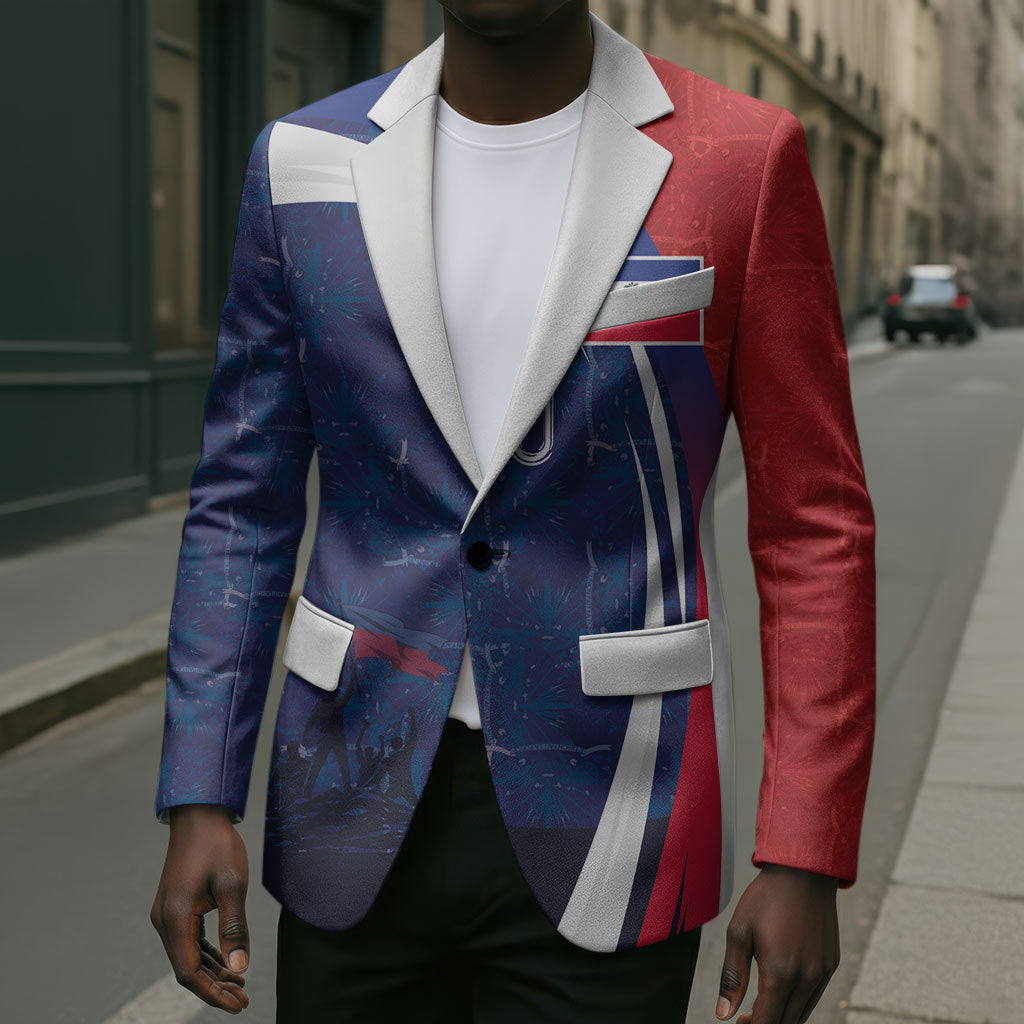 Haiti Football Custom Blazer Abstract Graphic Style Patriotic