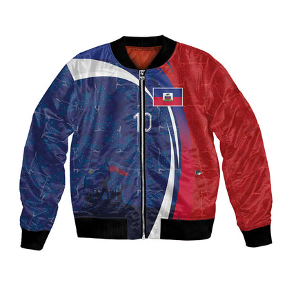 Haiti Football Custom Bomber Jacket Abstract Graphic Style Patriotic