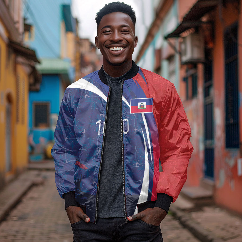 Haiti Football Custom Bomber Jacket Abstract Graphic Style Patriotic