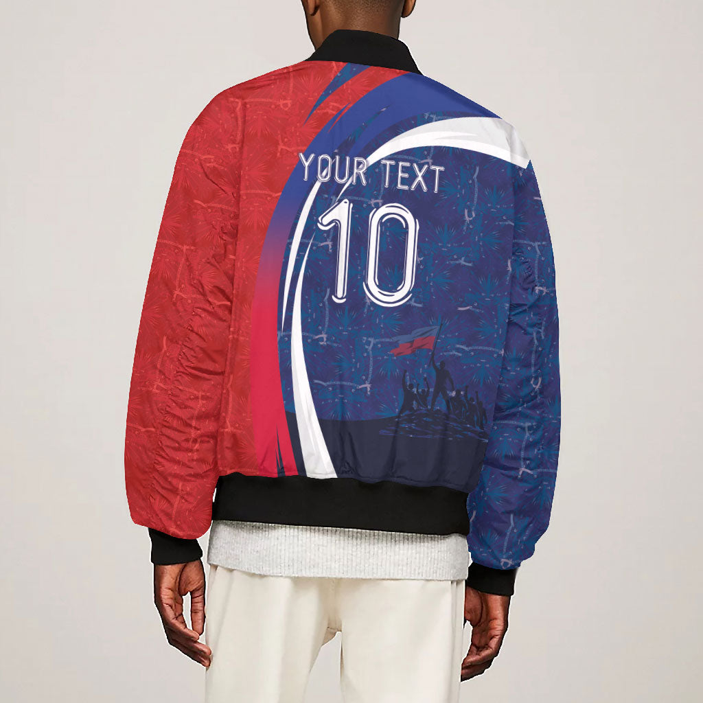 Haiti Football Custom Bomber Jacket Abstract Graphic Style Patriotic