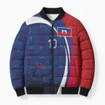 Haiti Football Custom Bomber Puffer Jacket Abstract Graphic Style Patriotic