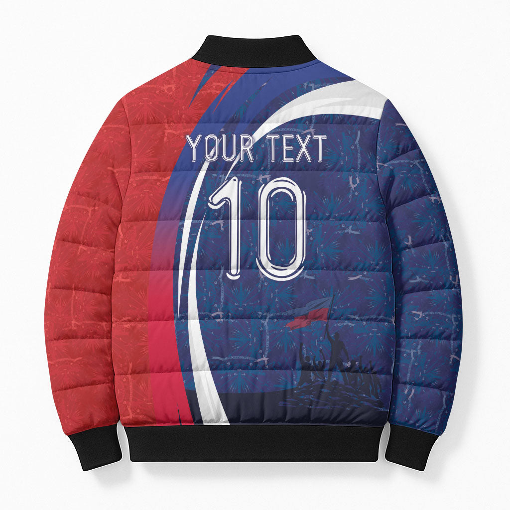 Haiti Football Custom Bomber Puffer Jacket Abstract Graphic Style Patriotic