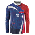 Haiti Football Custom Button Sweatshirt Abstract Graphic Style Patriotic