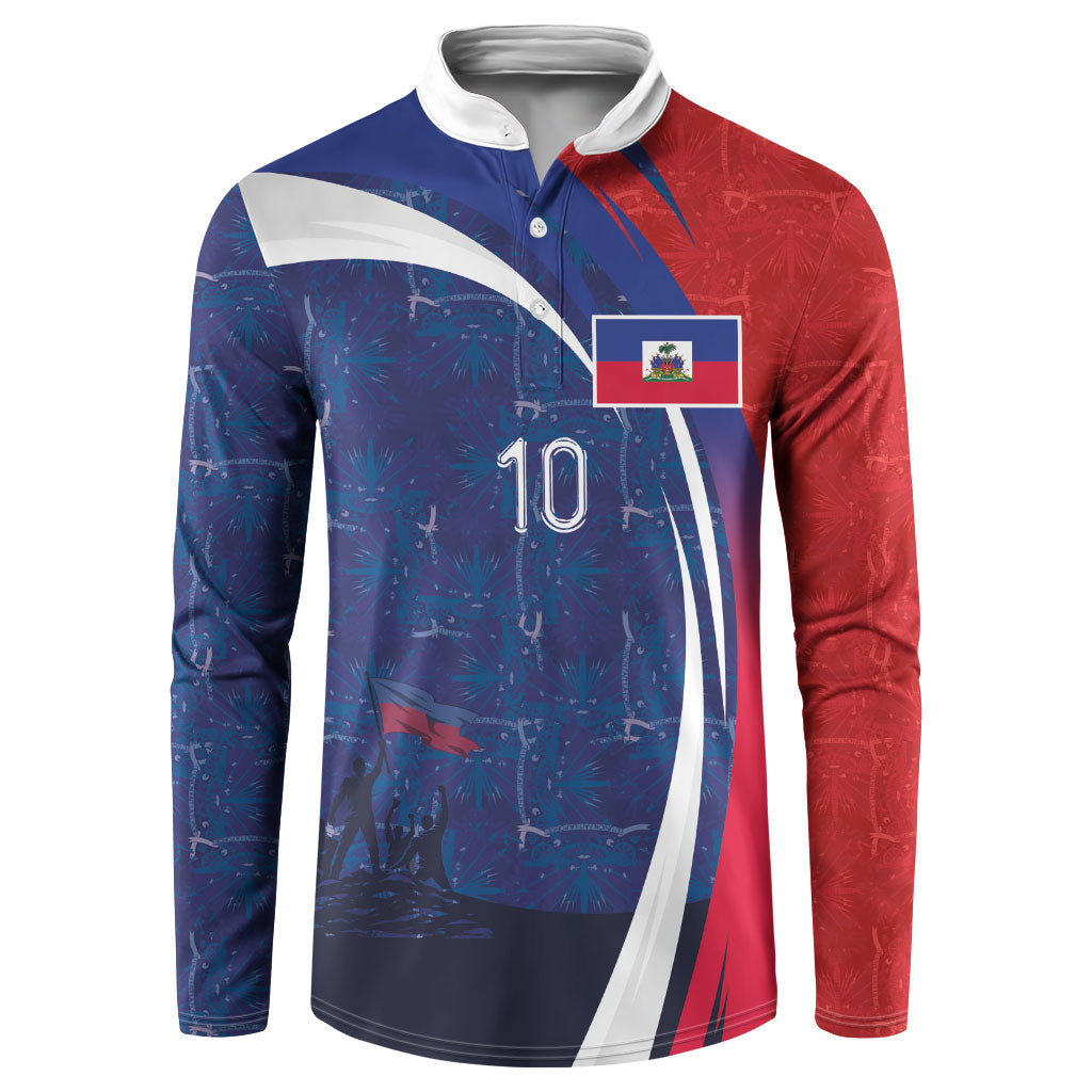 Haiti Football Custom Button Sweatshirt Abstract Graphic Style Patriotic
