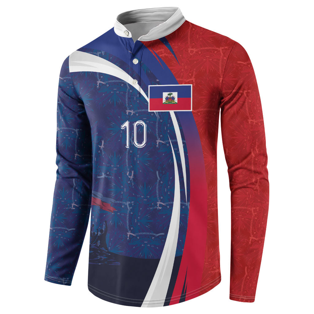 Haiti Football Custom Button Sweatshirt Abstract Graphic Style Patriotic