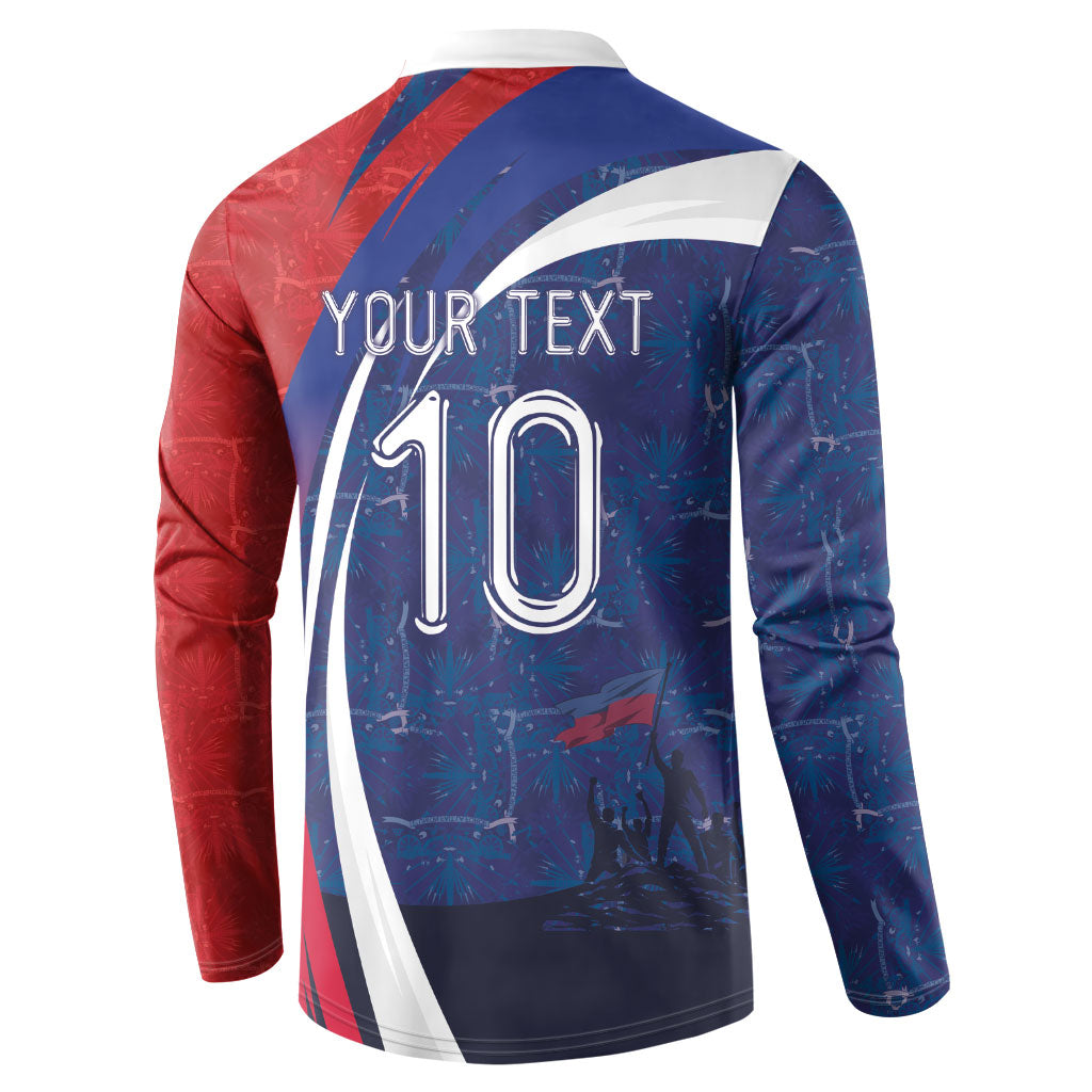 Haiti Football Custom Button Sweatshirt Abstract Graphic Style Patriotic