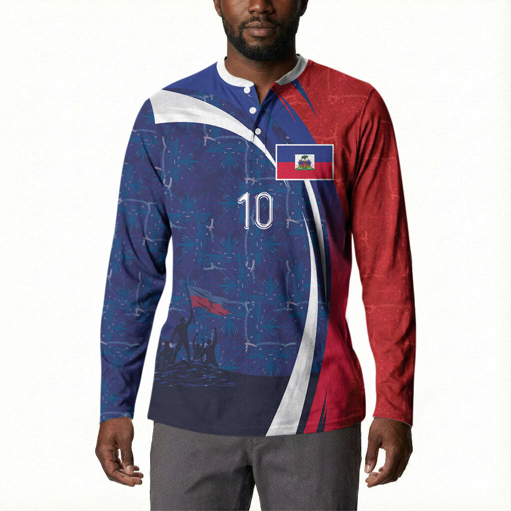 Haiti Football Custom Button Sweatshirt Abstract Graphic Style Patriotic