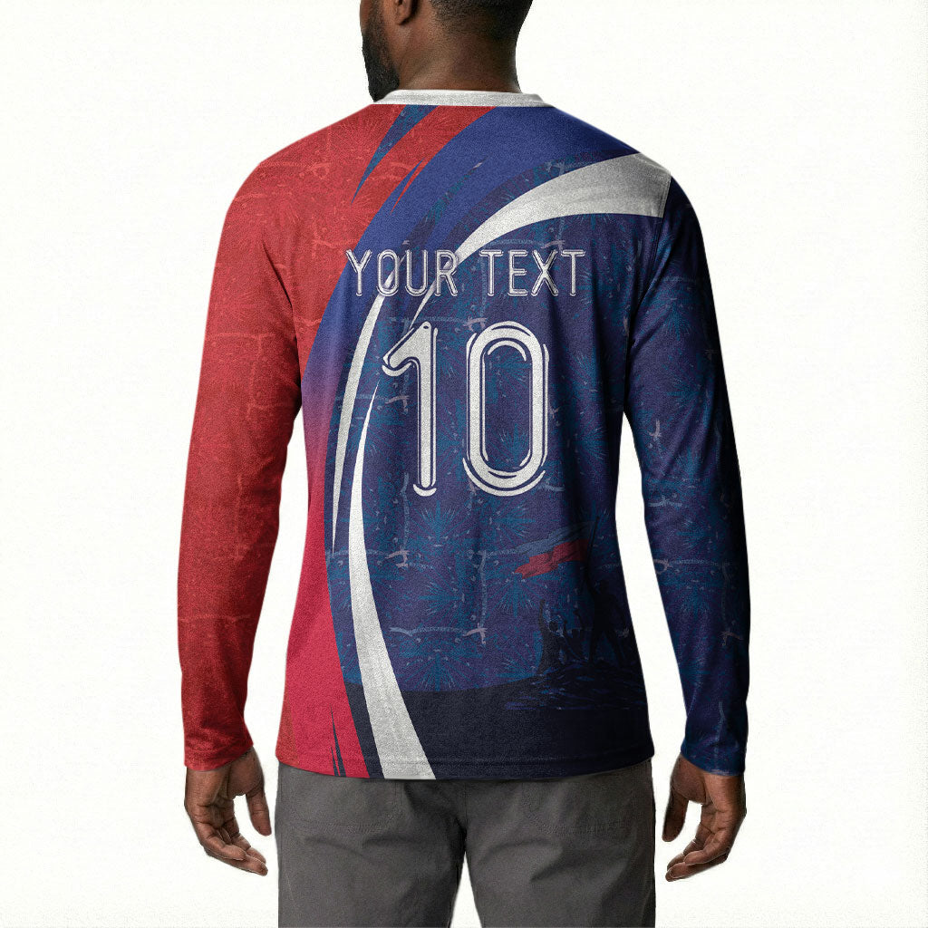 Haiti Football Custom Button Sweatshirt Abstract Graphic Style Patriotic