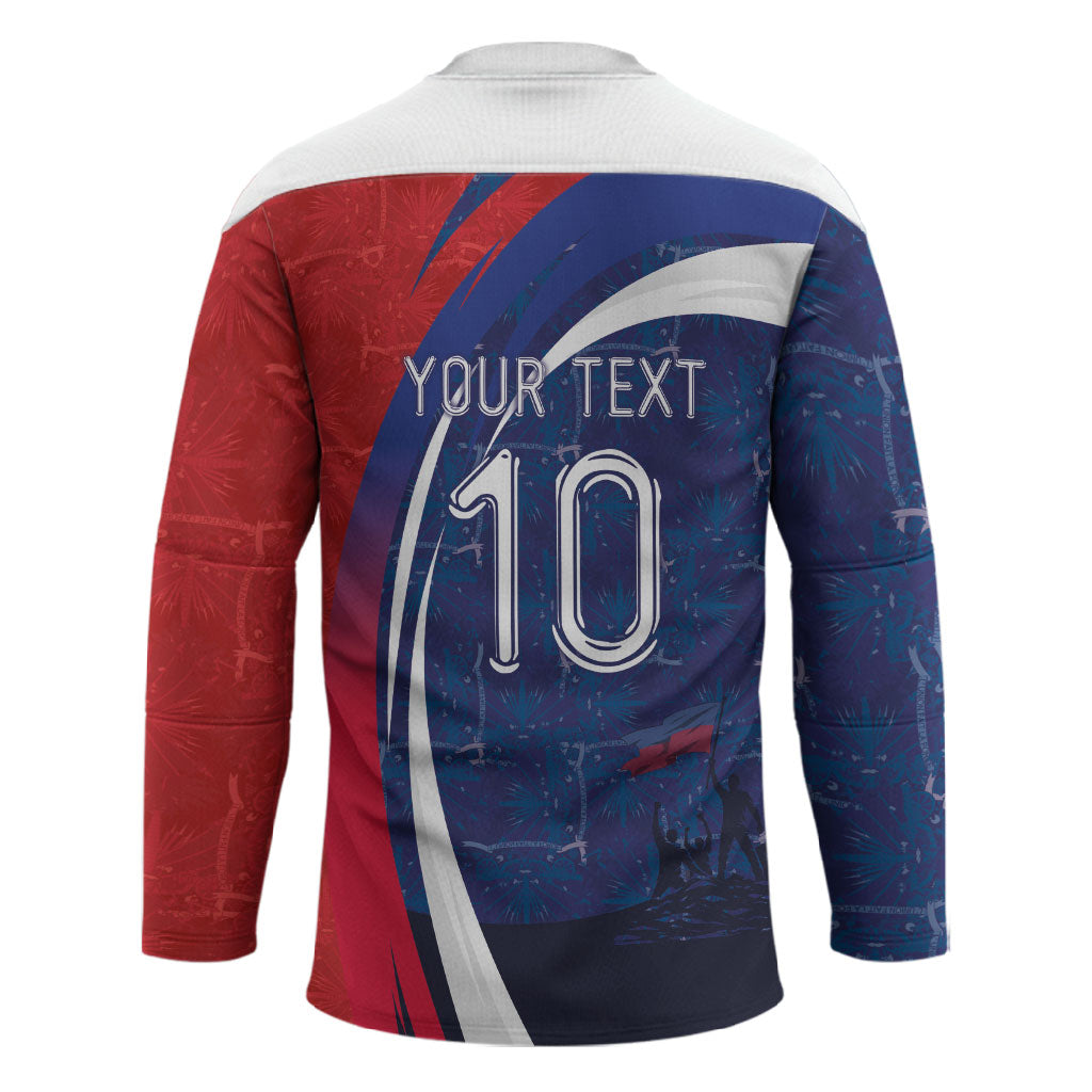Haiti Football Custom Hockey Jersey Abstract Graphic Style Patriotic