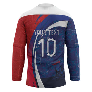 Haiti Football Custom Hockey Jersey Abstract Graphic Style Patriotic