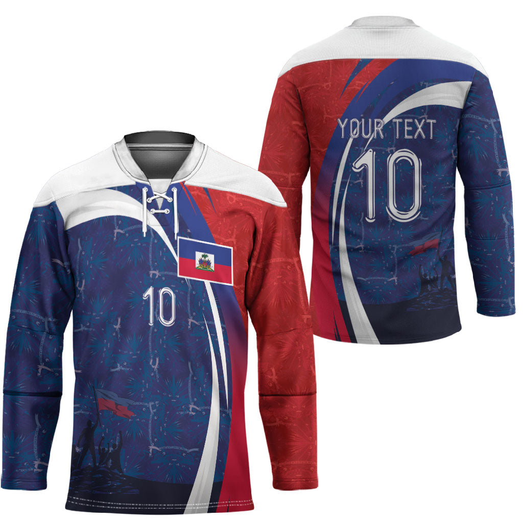 Haiti Football Custom Hockey Jersey Abstract Graphic Style Patriotic