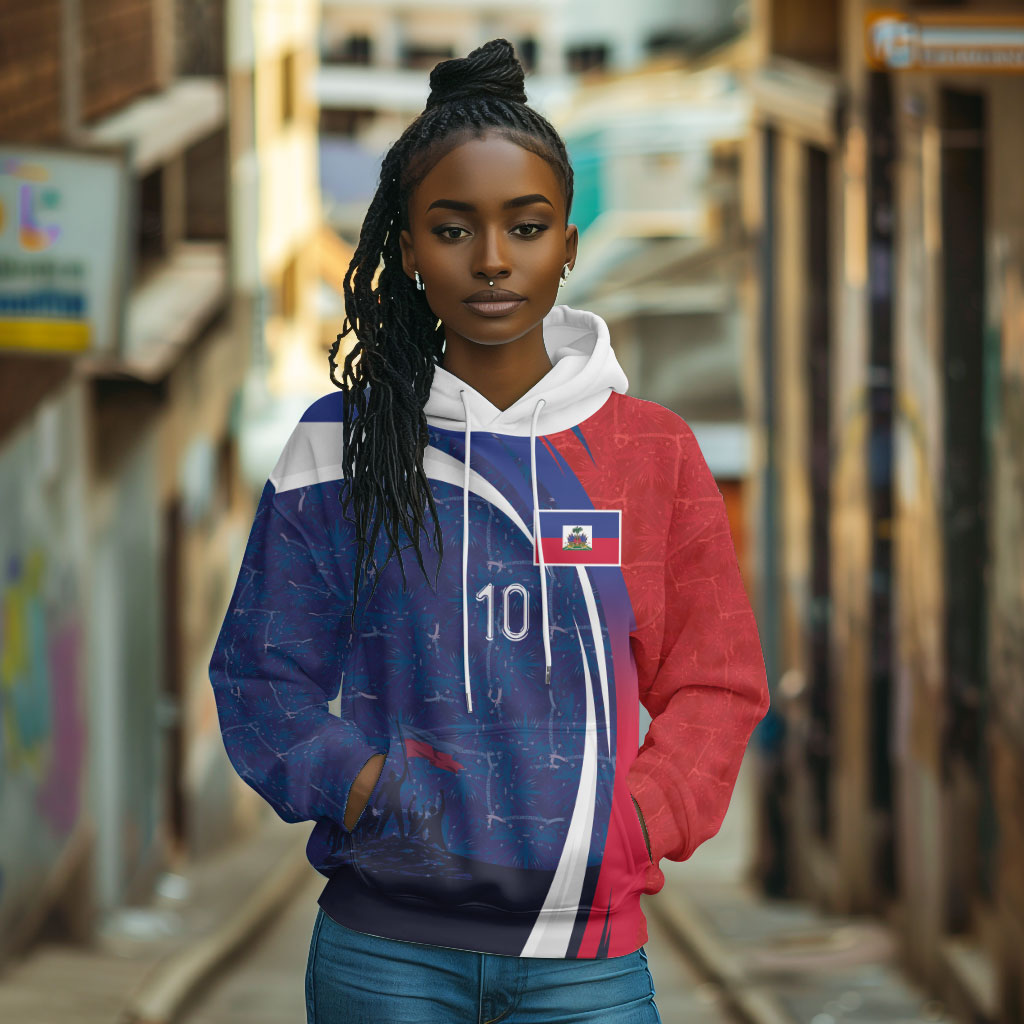 Haiti Football Custom Hoodie Abstract Graphic Style Patriotic