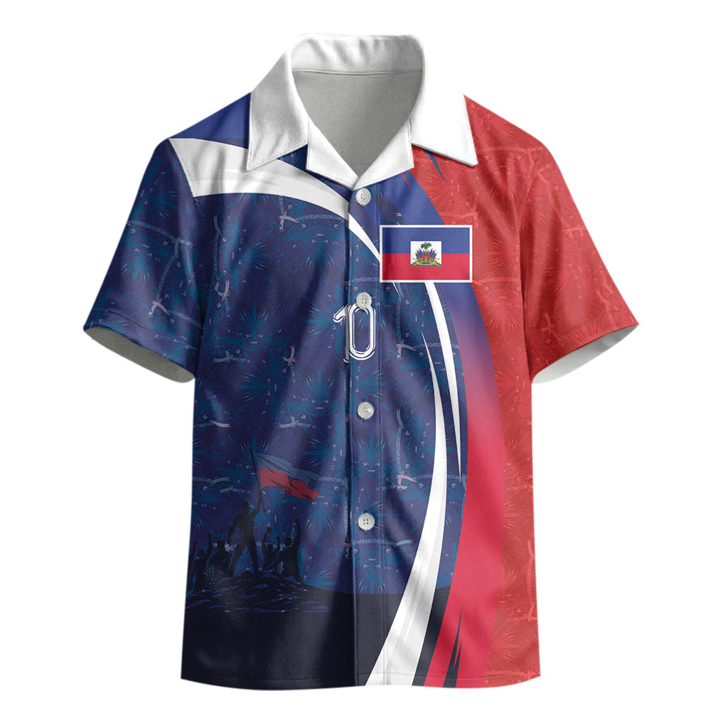 Haiti Football Custom Kid Hawaiian Shirt Abstract Graphic Style Patriotic