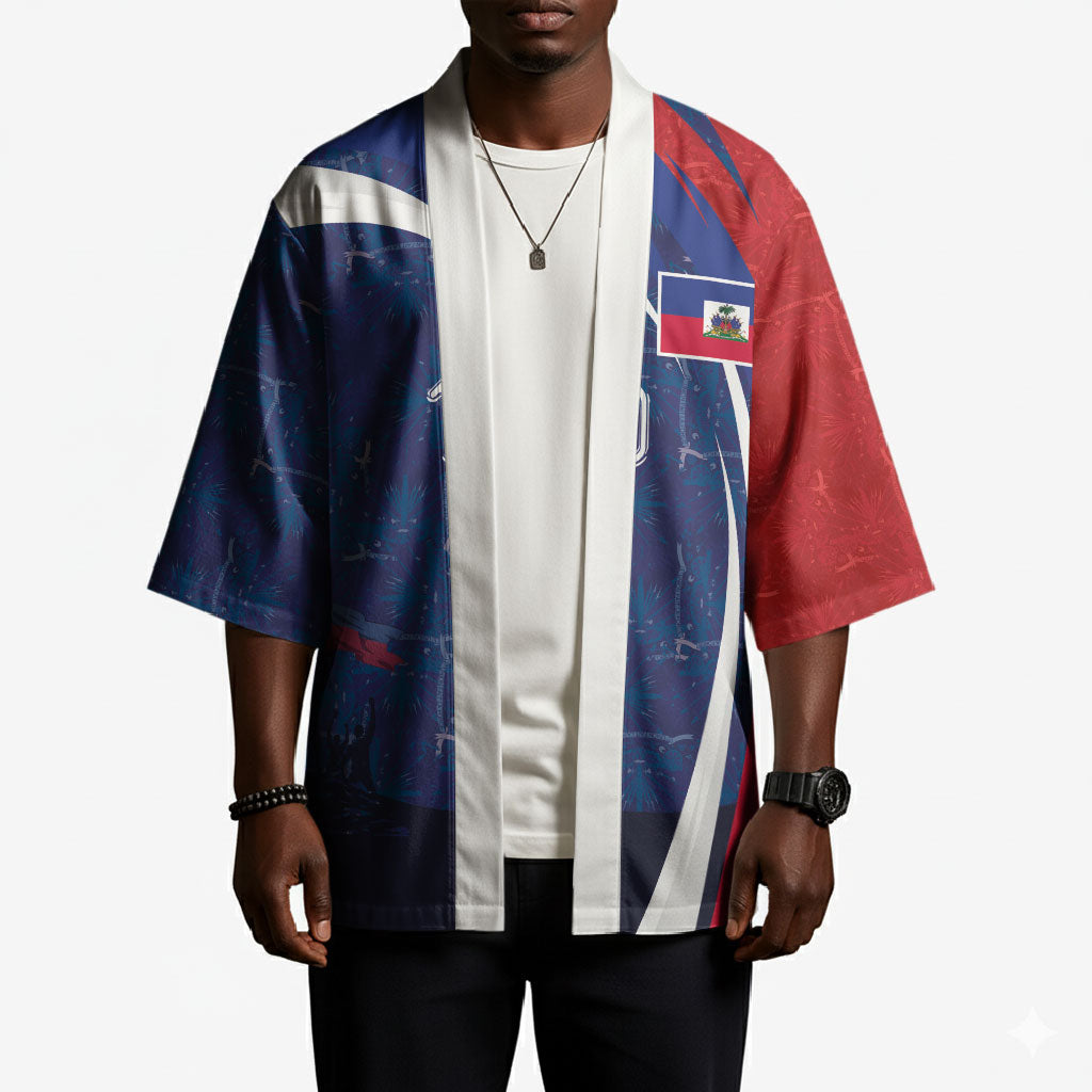 Haiti Football Custom Kimono Abstract Graphic Style Patriotic