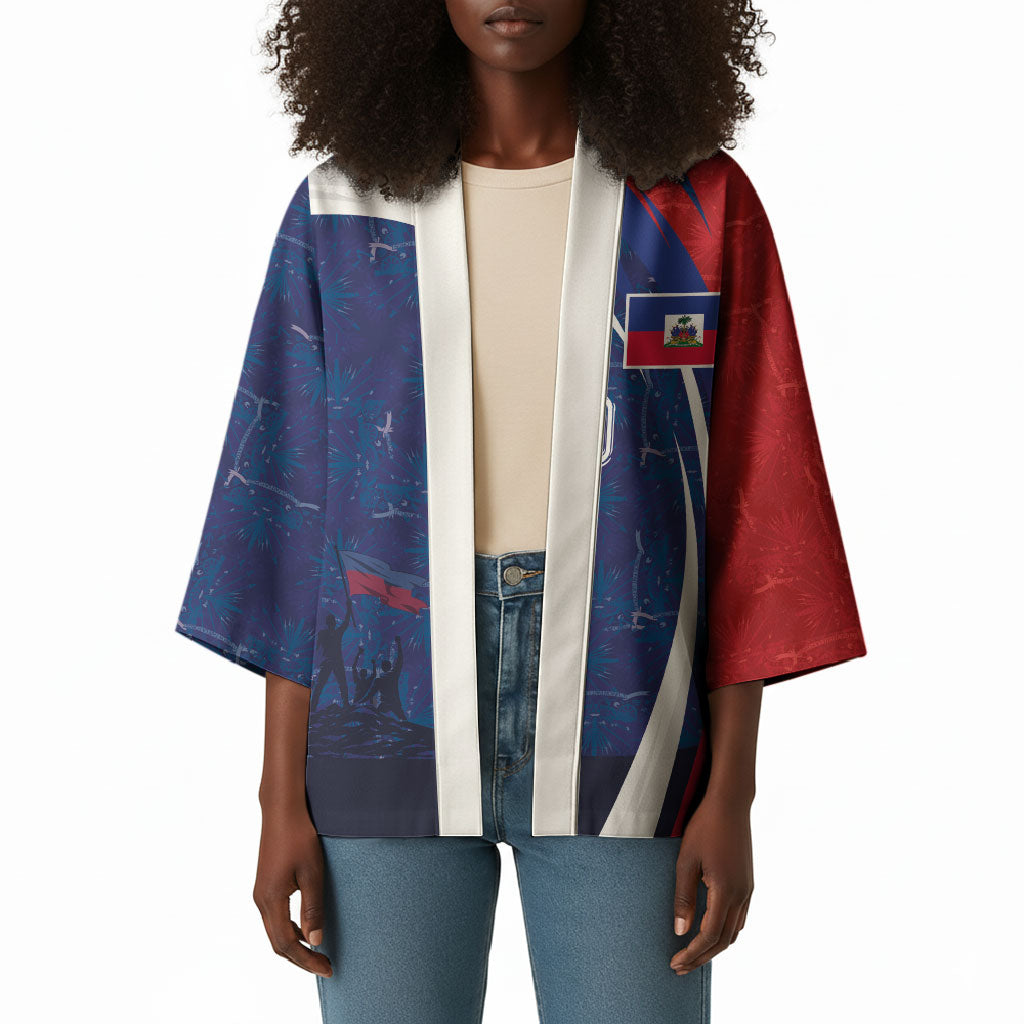 Haiti Football Custom Kimono Abstract Graphic Style Patriotic