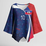 Haiti Football Custom Kimono Sleeve Blouse Abstract Graphic Style Patriotic