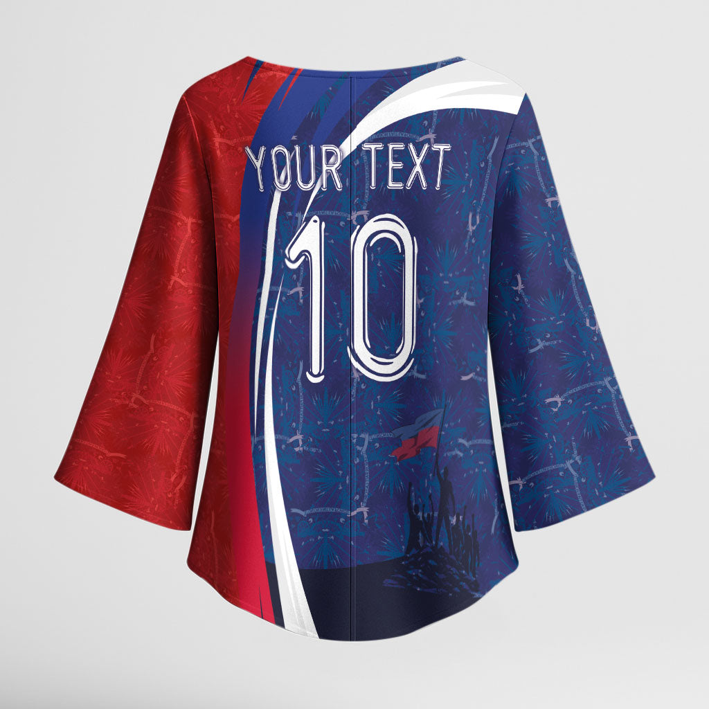 Haiti Football Custom Kimono Sleeve Blouse Abstract Graphic Style Patriotic