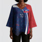 Haiti Football Custom Kimono Sleeve Blouse Abstract Graphic Style Patriotic