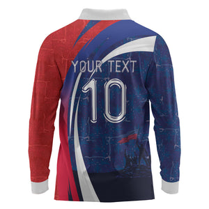 Haiti Football Custom Long Sleeve Polo Shirt Abstract Graphic Style Patriotic