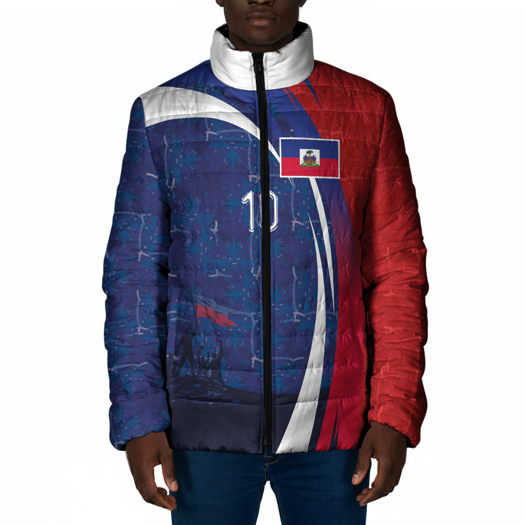 Haiti Football Custom Padded Jacket Abstract Graphic Style Patriotic