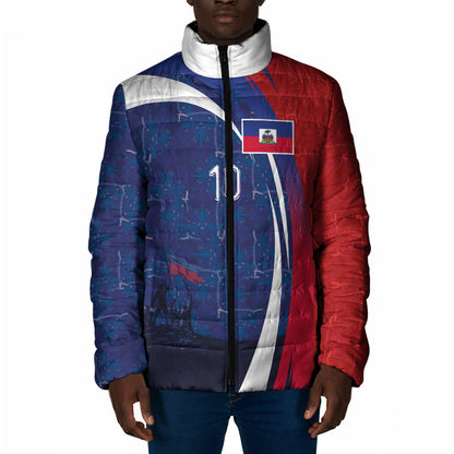 Haiti Football Custom Padded Jacket Abstract Graphic Style Patriotic