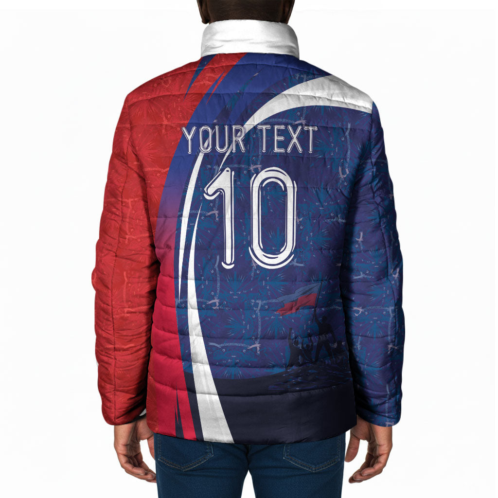 Haiti Football Custom Padded Jacket Abstract Graphic Style Patriotic