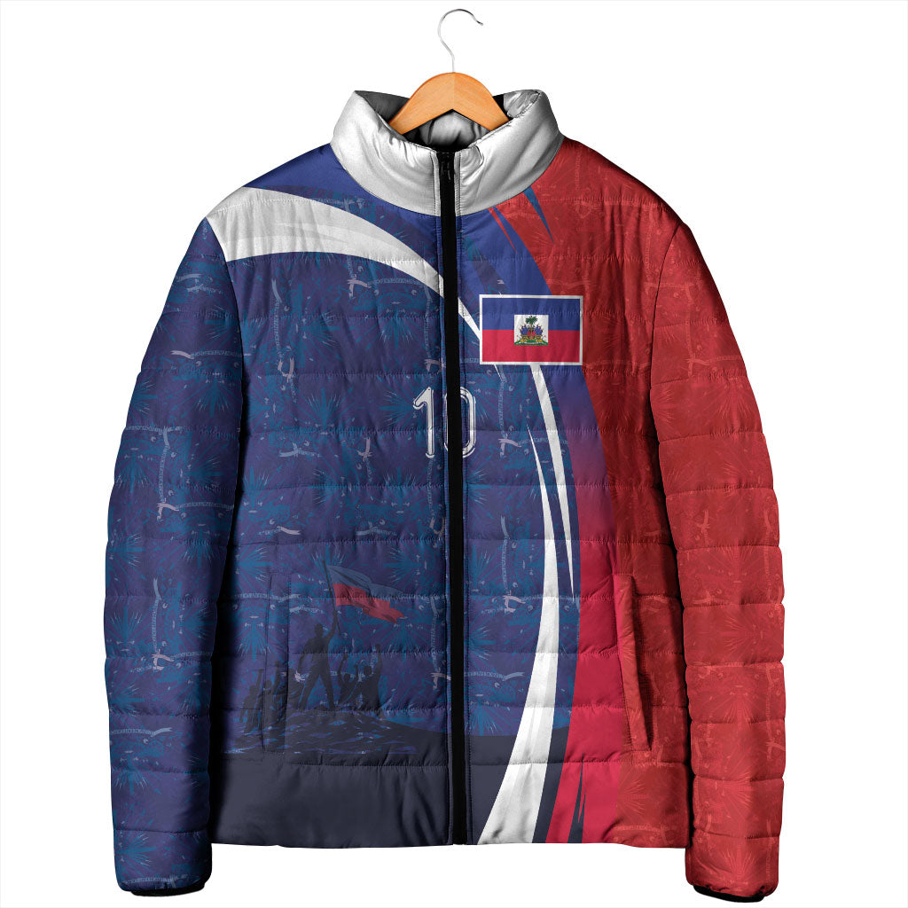 Haiti Football Custom Padded Jacket Abstract Graphic Style Patriotic