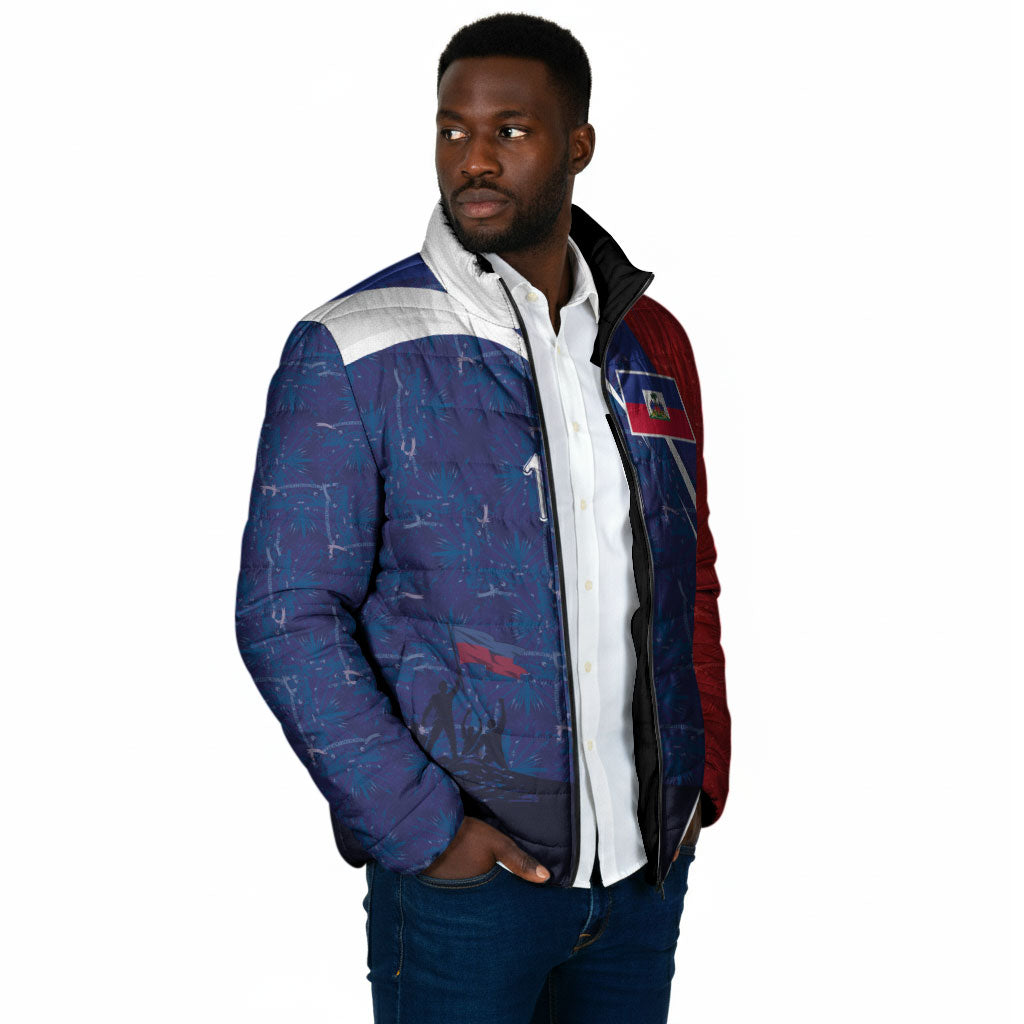 Haiti Football Custom Padded Jacket Abstract Graphic Style Patriotic