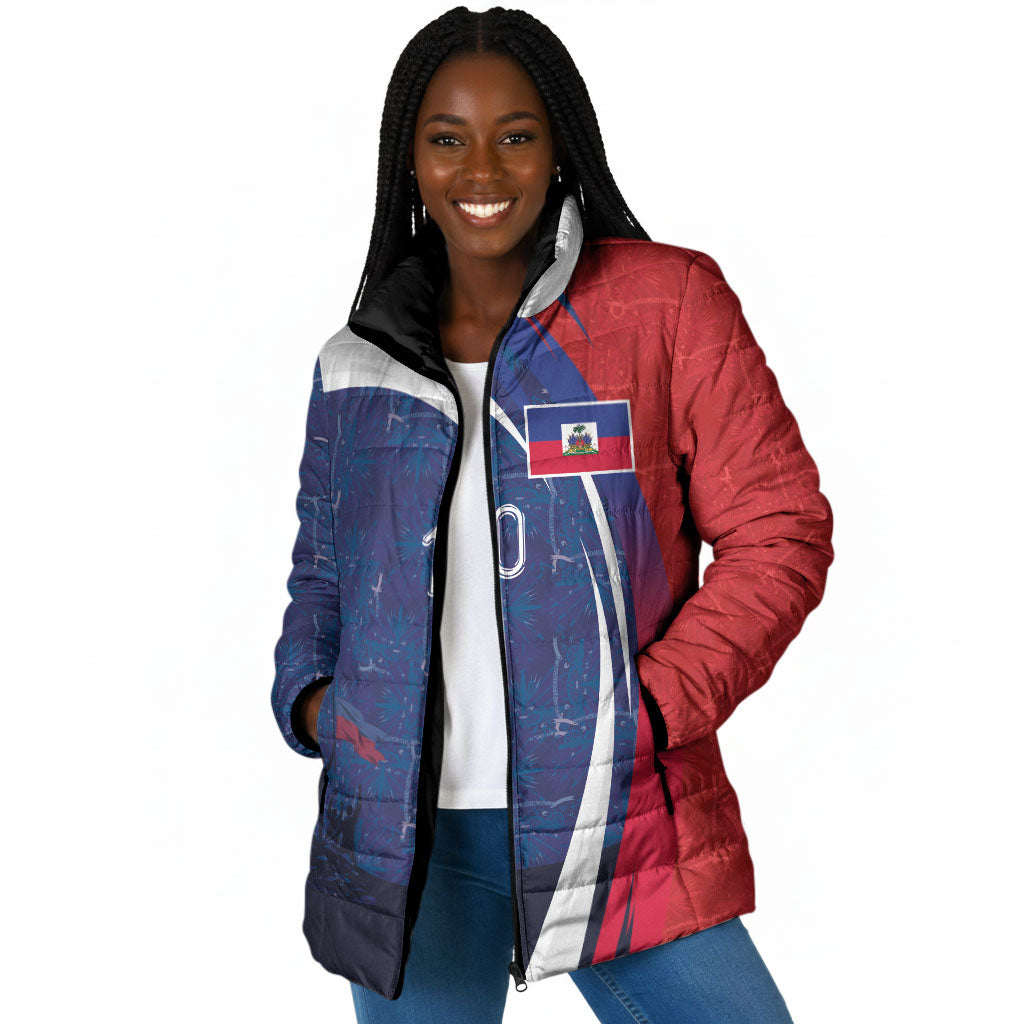 Haiti Football Custom Padded Jacket Abstract Graphic Style Patriotic