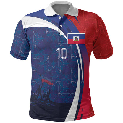 Haiti Football Custom Polo Shirt Abstract Graphic Style Patriotic