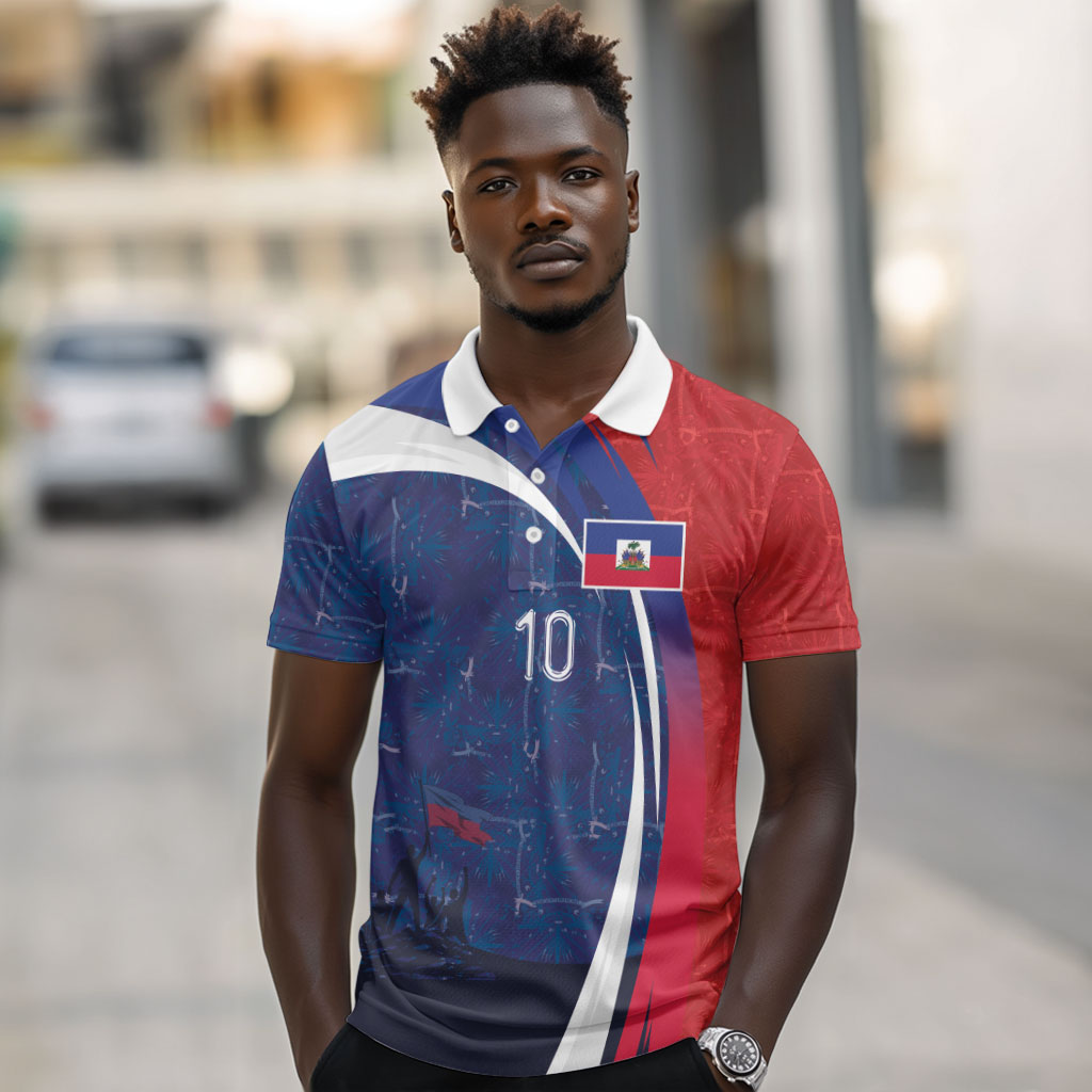 Haiti Football Custom Polo Shirt Abstract Graphic Style Patriotic