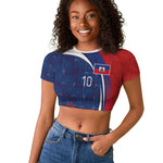 Haiti Football Custom Raglan Cropped T shirt Abstract Graphic Style Patriotic