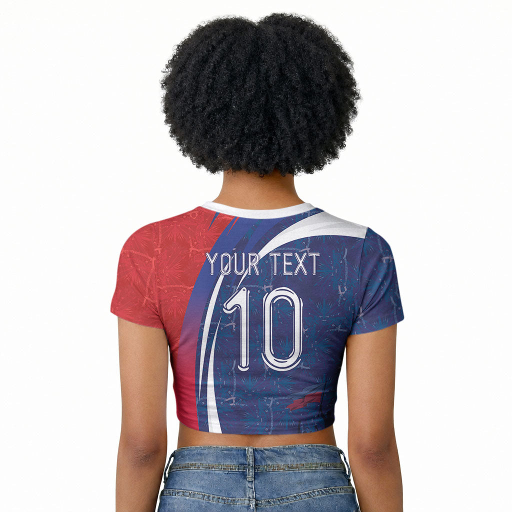 Haiti Football Custom Raglan Cropped T shirt Abstract Graphic Style Patriotic