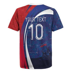 Haiti Football Custom Rugby Jersey Abstract Graphic Style Patriotic