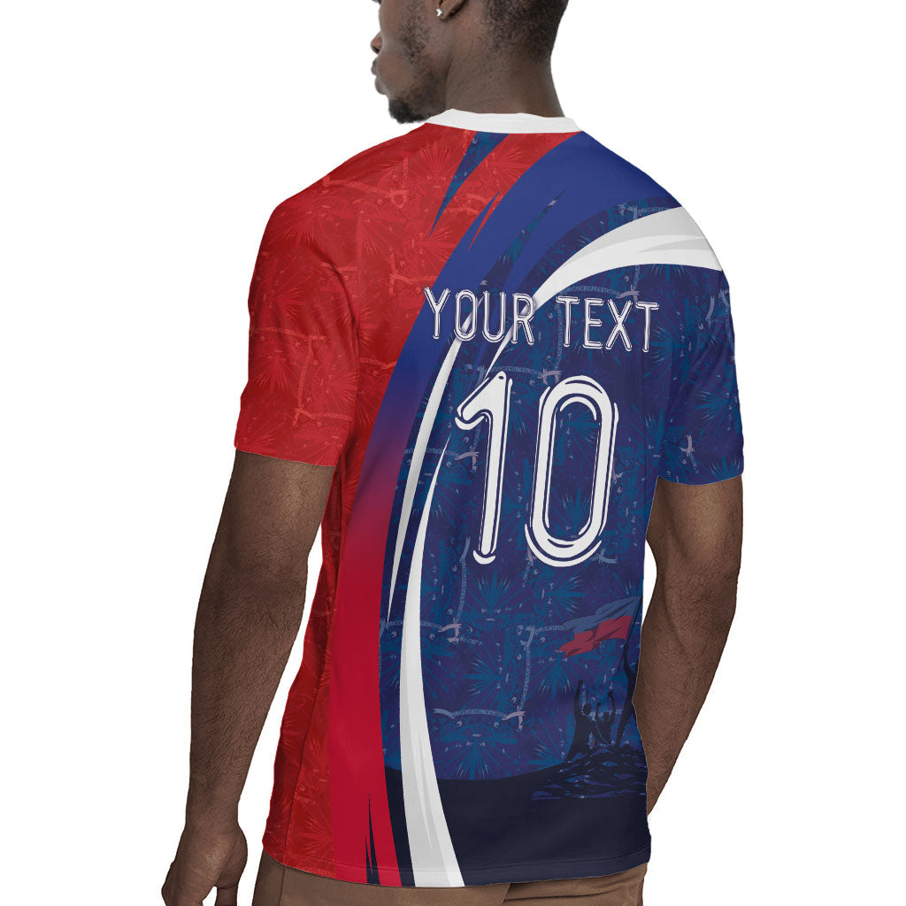 Haiti Football Custom Rugby Jersey Abstract Graphic Style Patriotic