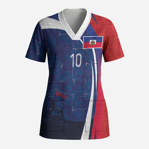 Haiti Football Custom Scrub Top Abstract Graphic Style Patriotic