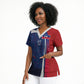 Haiti Football Custom Scrub Top Abstract Graphic Style Patriotic