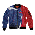 Haiti Football Custom Sleeve Zip Bomber Jacket Abstract Graphic Style Patriotic