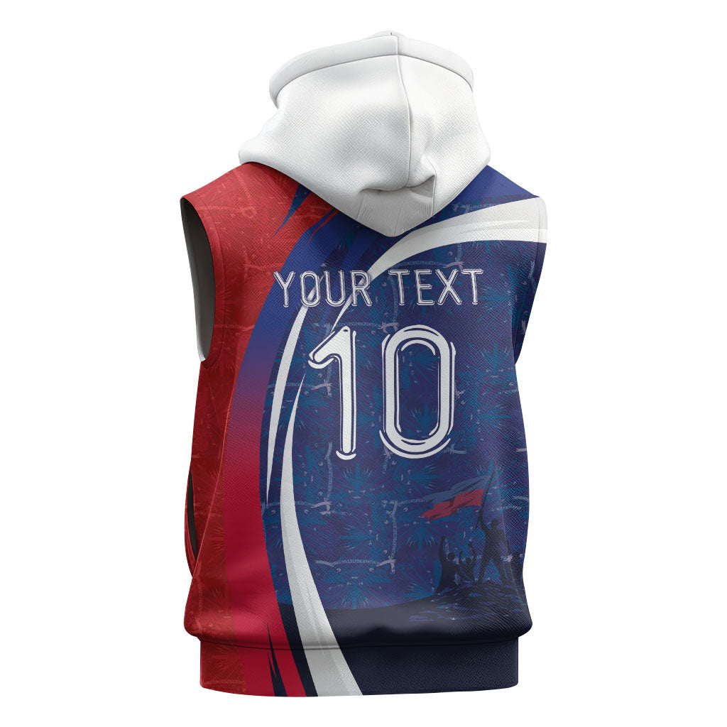 Haiti Football Custom Sleeveless Hoodie Abstract Graphic Style Patriotic