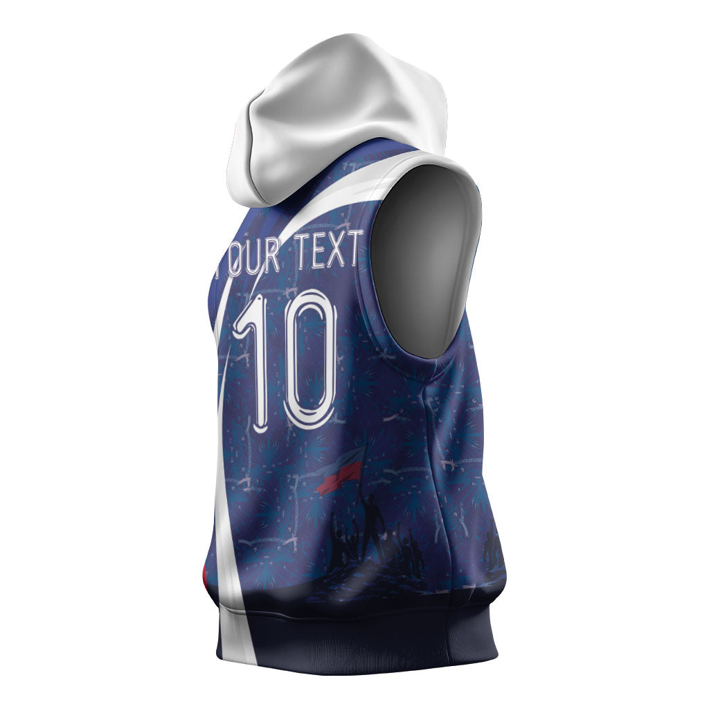 Haiti Football Custom Sleeveless Hoodie Abstract Graphic Style Patriotic