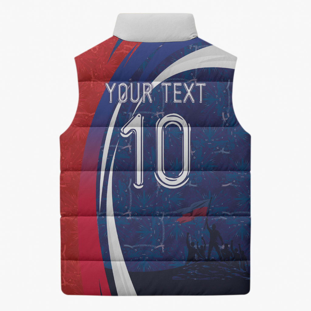 Haiti Football Custom Sleeveless Puffer Jacket Abstract Graphic Style Patriotic