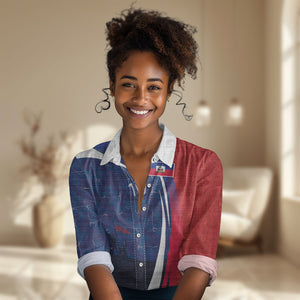 Haiti Football Custom Women Casual Shirt Abstract Graphic Style Patriotic