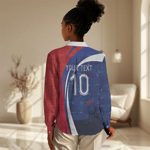 Haiti Football Custom Women Casual Shirt Abstract Graphic Style Patriotic